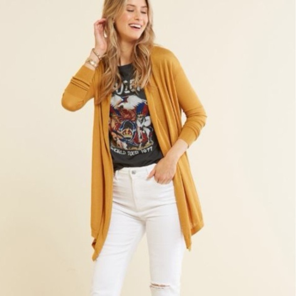 Vibrant Yellow Knit Cardigan Sweater